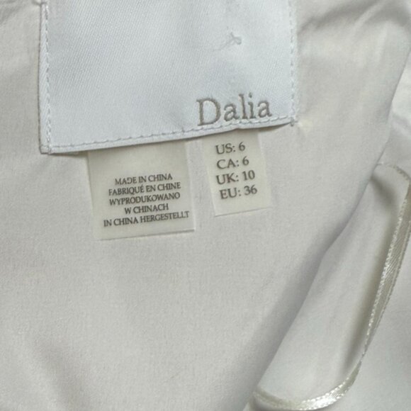 Dalia Jacquard Cocktail Party Dress w/ Pockets Sz 6 Sleeveless Lined Cream/Gold - Picture 14 of 14